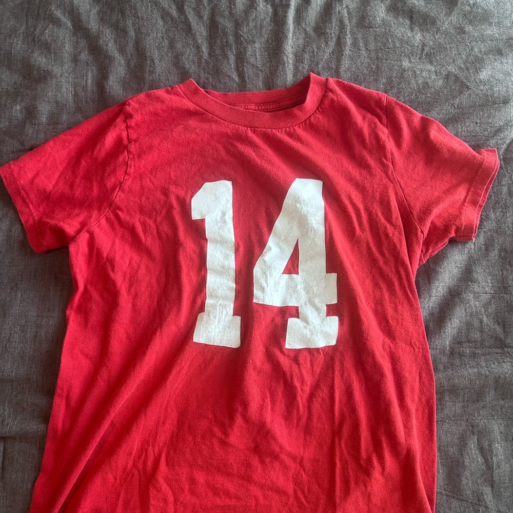Brandy Melville Red Tee with White Number Print
